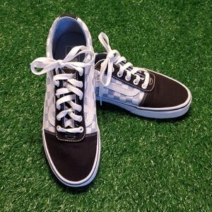 Vans Old Skool Classic Lace Up Blue And White Checkered Skate Sneaker Size 10